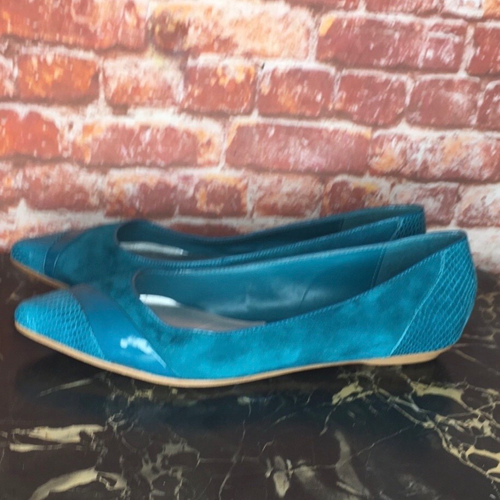 White House Black Market Turquoise Blue Malorie Suede Leather Snakeskin …